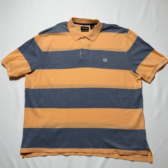 Chaps Men's Blue & Orange Natural Stretch Striped Polo Shirt Size XXL Excellent - Picture 2 of 8